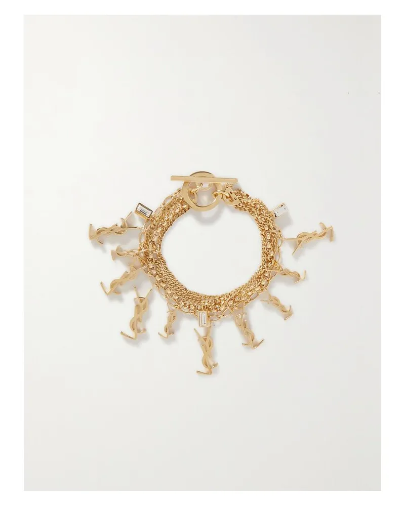 Saint Laurent Cassandre Goldfarbenes Armband Mit Kristallen Gold