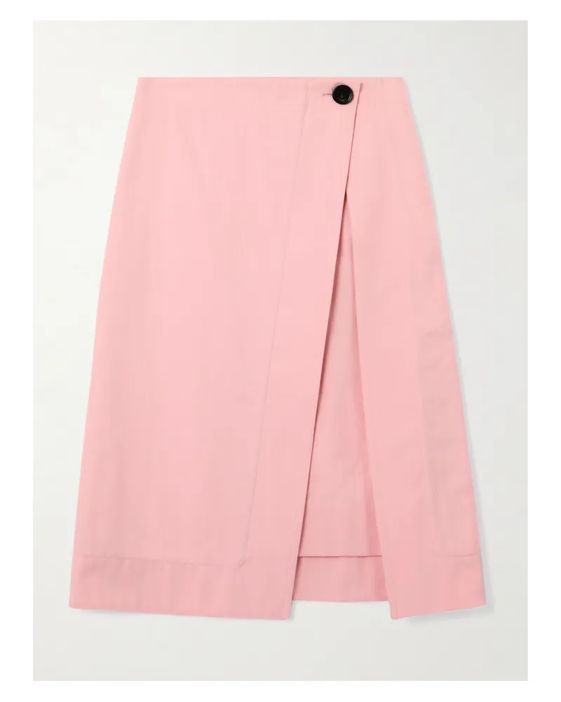 Bottega Veneta Midirock Aus Biobaumwoll-twill Mit Wickeleffekt - Pink Pink