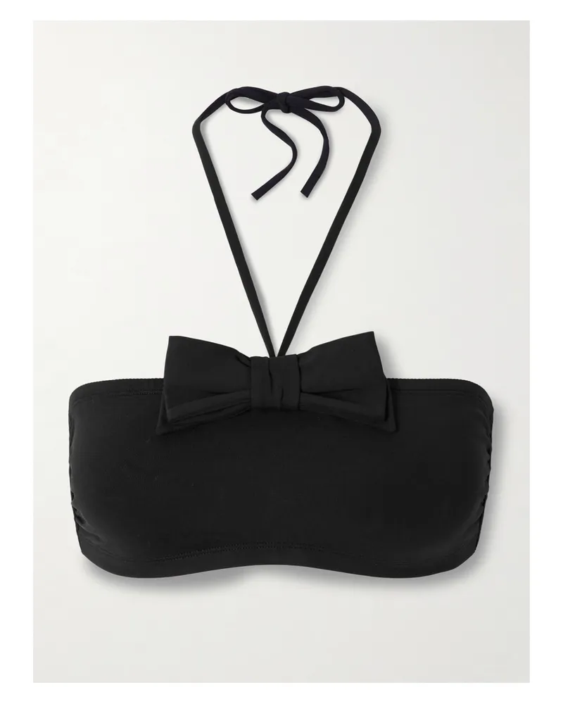 Eres Satin Bow-detailed Halterneck Bikini Top - Black Black