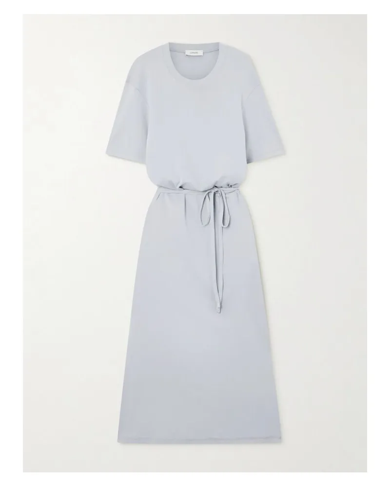 Christophe Lemaire Midikleid Aus Baumwoll-jersey Mit Bindegürtel - Blau Blau