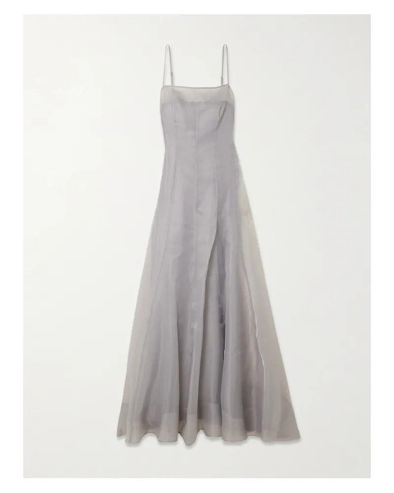 STAUD Gustav Paneled Organza Maxi Dress - Gray Gray