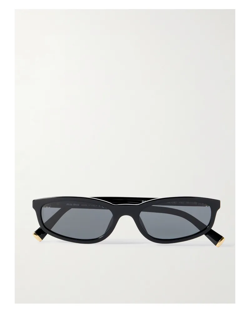 Miu Miu Oval-frame Acetate Sunglasses - Black Black