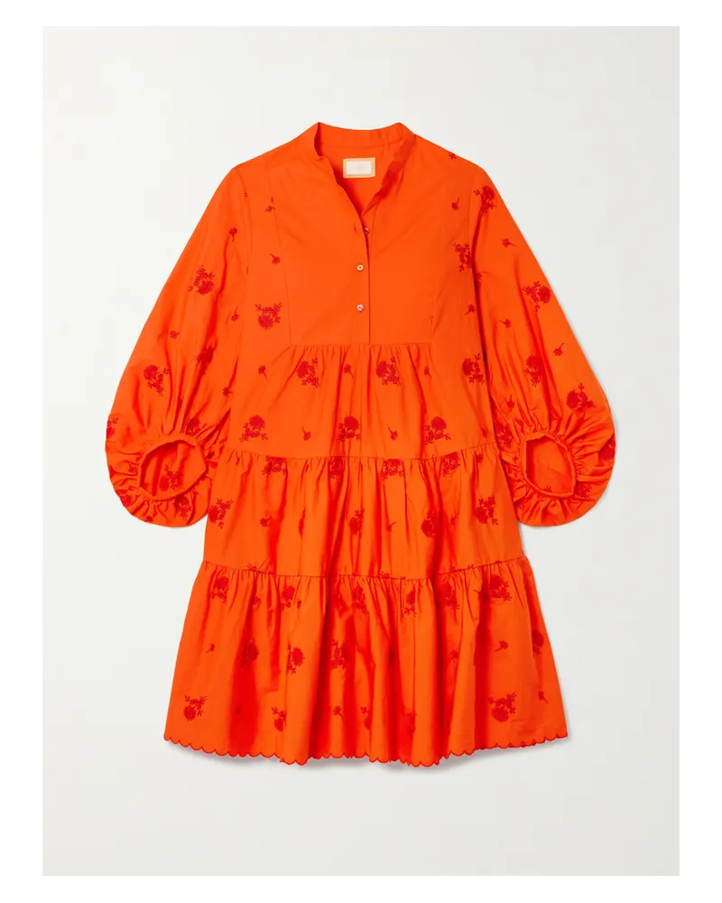 Erdem Mini-hemdblusenkleid Aus Baumwollpopeline Mit Stickereien Und Teilungsnähten - Rot Rot