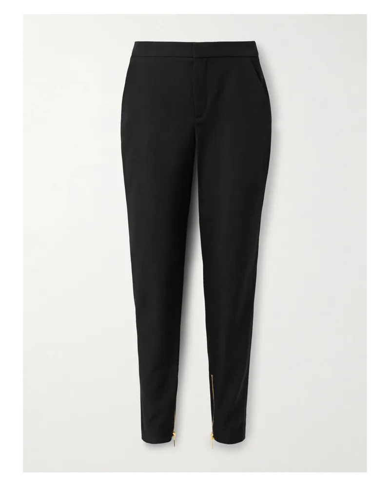 Balmain Hose Mit Geradem Bein Aus Wolle Mit Satinbesätzen - Schwarz Schwarz