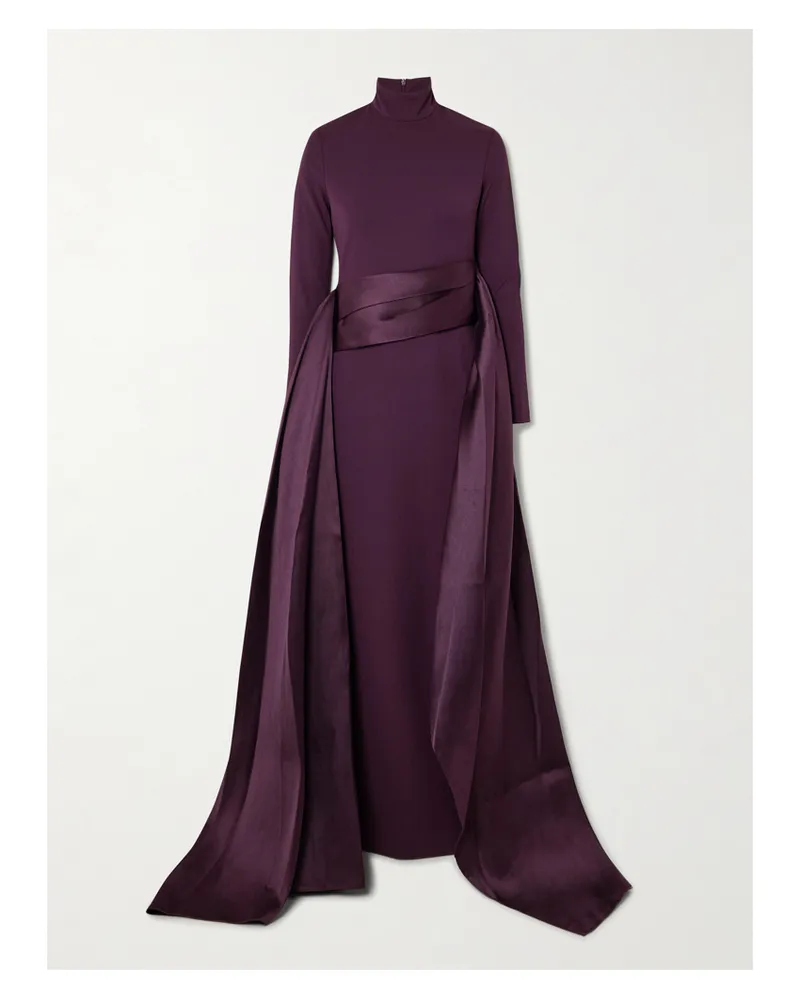 Solace London Olivia Robe Aus Crêpe Und Glänzendem Twill Mit Taillenband - Lila Lila