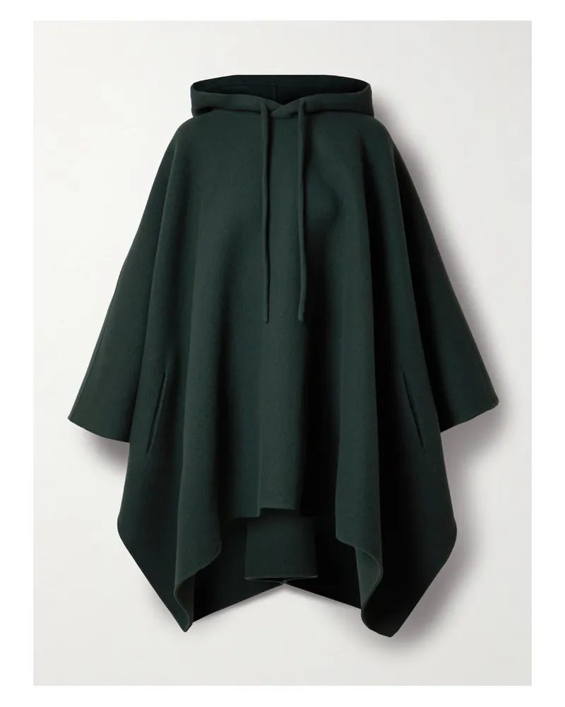 The Row Rianette Poncho Aus Kaschmirfilz Mit Kapuze - Grün Grün