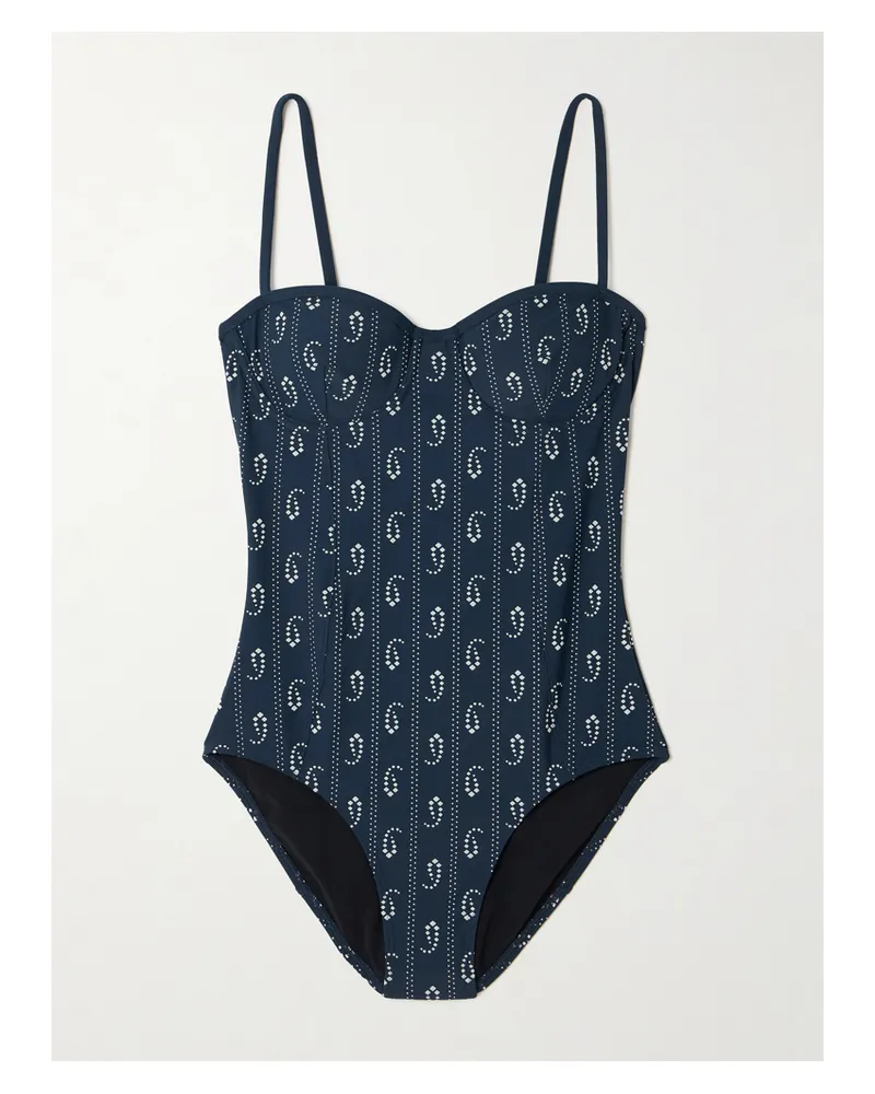 Tory Burch Underwired Printed Swimsuit - Blue Blue
