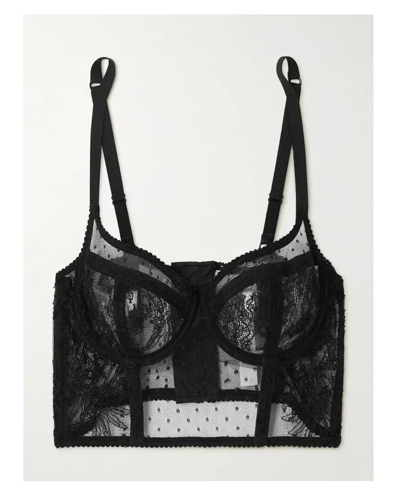 Dolce & Gabbana Bustier Aus Besticktem Tüll Mit Bügeln - Schwarz Schwarz