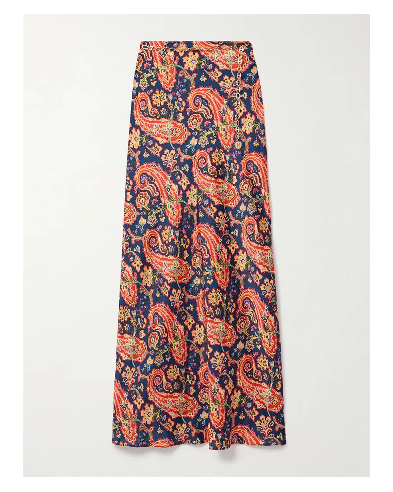 Paco Rabanne Maxirock Aus Bedrucktem Satin Mit Metall-mesh - Mehrfarbig Mehrfarbig