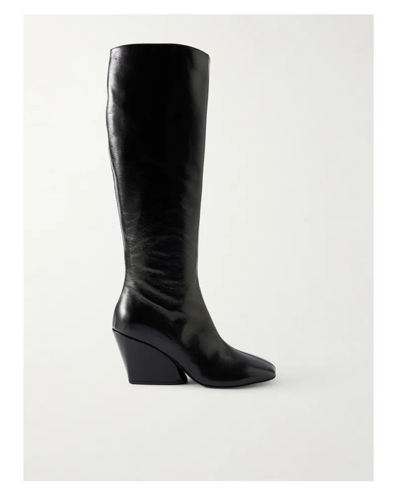 Proenza Schouler Slant Glossed-leather Knee Boots - Black Black