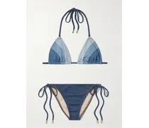 Tallow Triangel-bikini Aus Denim - Blau