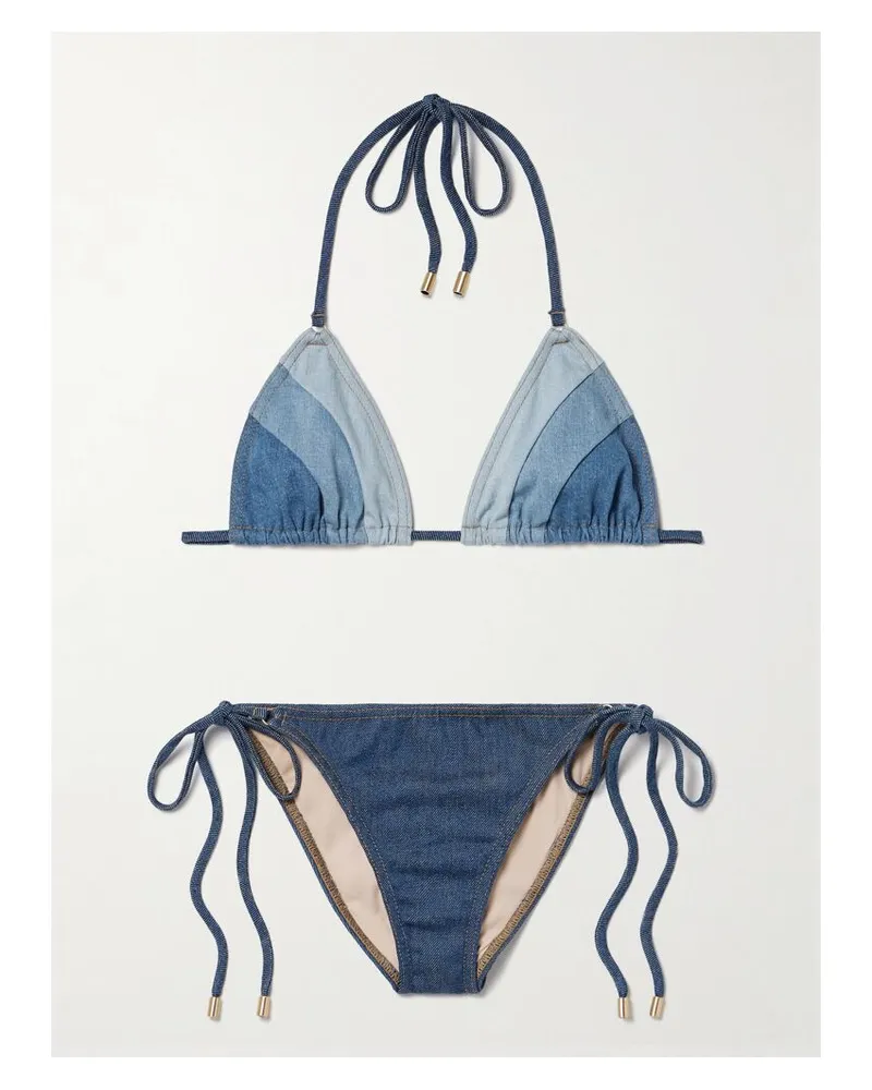 Zimmermann Tallow Triangel-bikini Aus Denim - Blau Blau