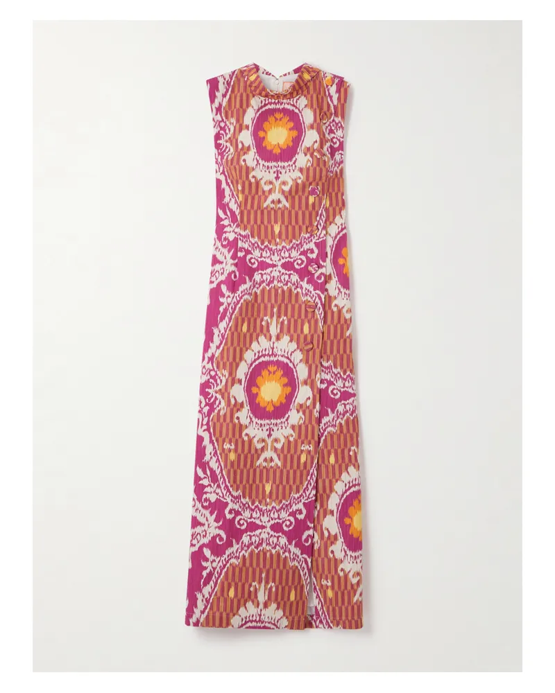 Marta Ferri Six Midikleid Aus Bedruckter Biobaumwolle Mit Zierknöpfen - Pink Pink