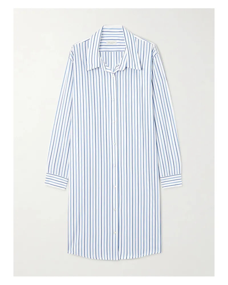 Dries van Noten Hemdblusenkleid Aus Gestreifter Baumwollpopeline - Blau Blau