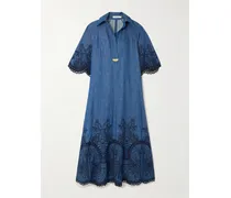 Coco Midi-jeanskleid Mit Verzierung Und Stickereien - Blau