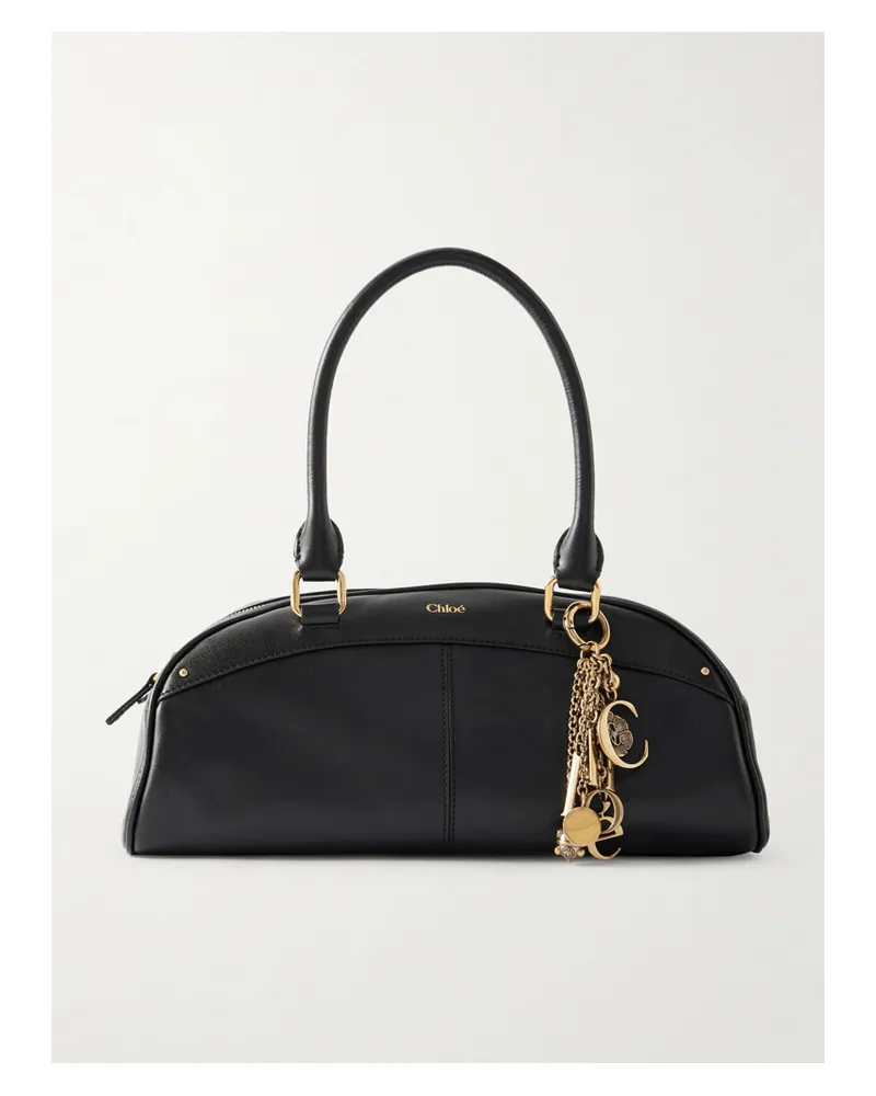 Chloé Bowling Embellished Leather Shoulder Bag - Black Black