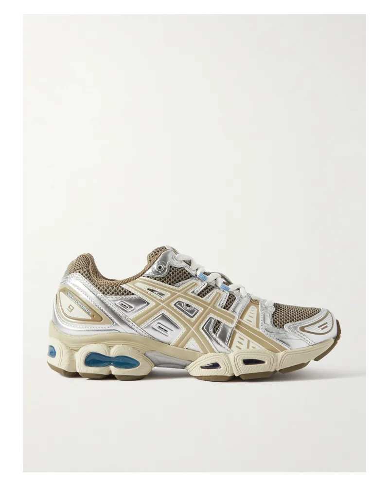 Asics Gel-nimbus 9 Sneakers Aus Mesh Mit Kunstlederbesätzen In Metallic-optik - Silber Silber