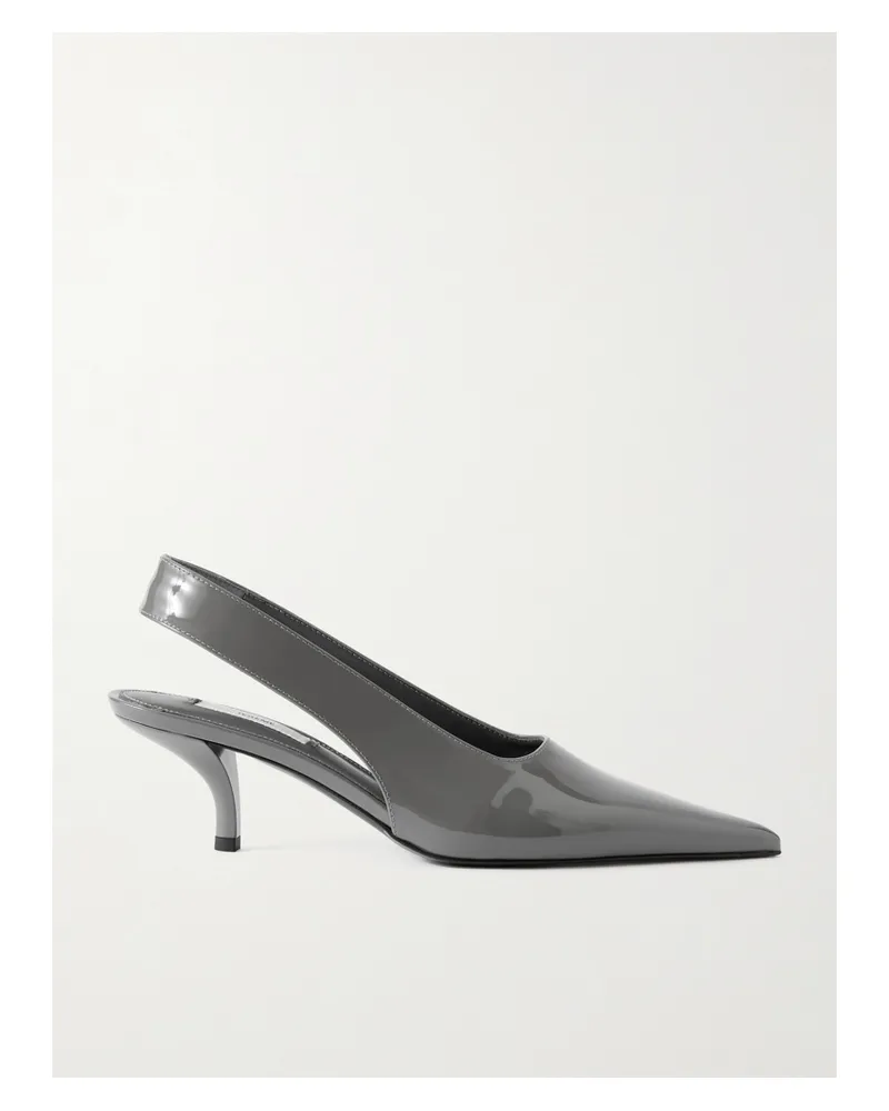 Totême Patent-leather Slingback Pumps - Gray Gray