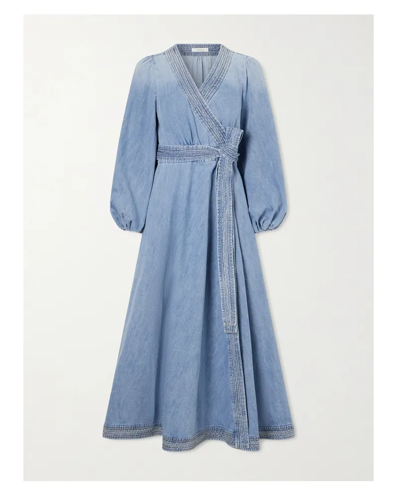 Zimmermann Indra Denim Midi Dress - Blue Blue