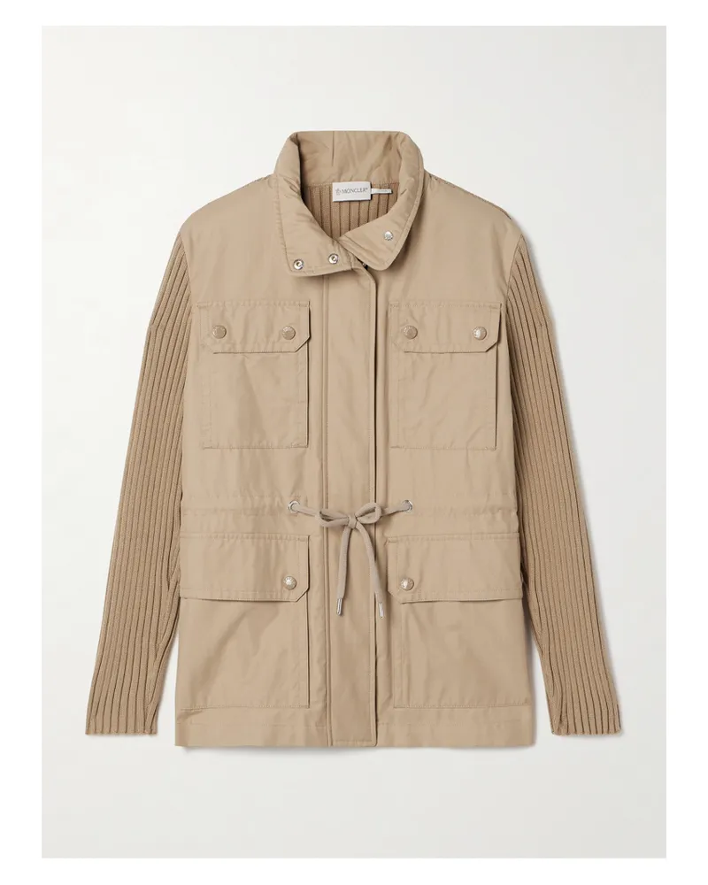 Moncler Jacke Aus Twill Und Einer Gerippten Baumwollmischung - Neutral Neutral