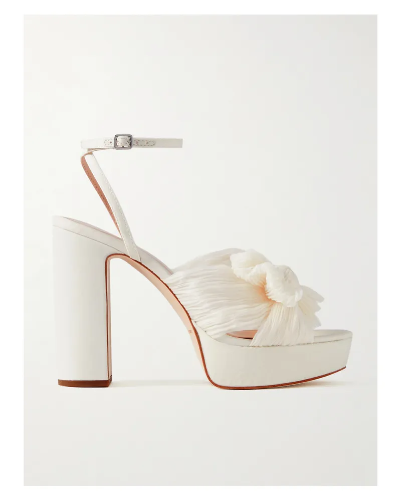 Loeffler Randall Natalia Bow-embellished Plissé-organza Platform Sandals - White White