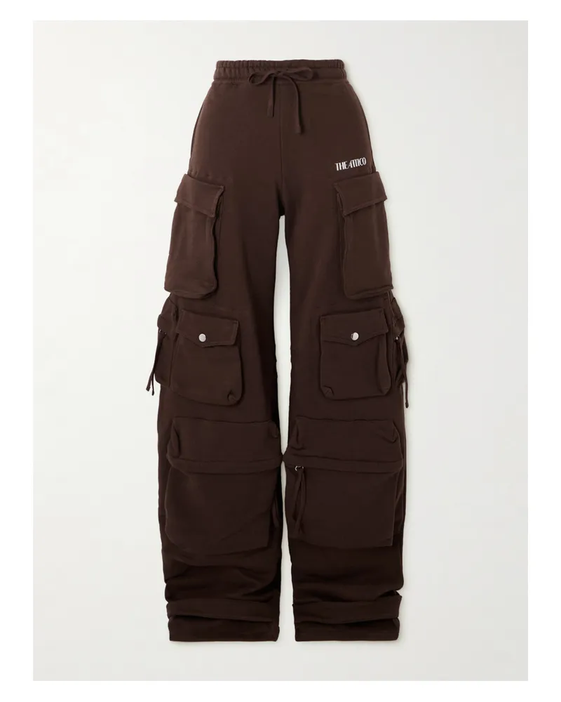 ATTICO Cargohose Mit Weitem Bein Aus Stretch-baumwoll-jersey Mit Applikation - Braun Braun