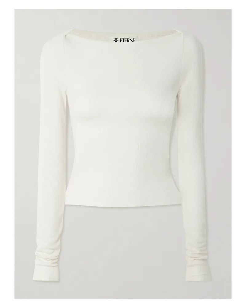 ÉTERNE Cropped Ribbed Stretch-jersey Top - Neutrals Neutrals