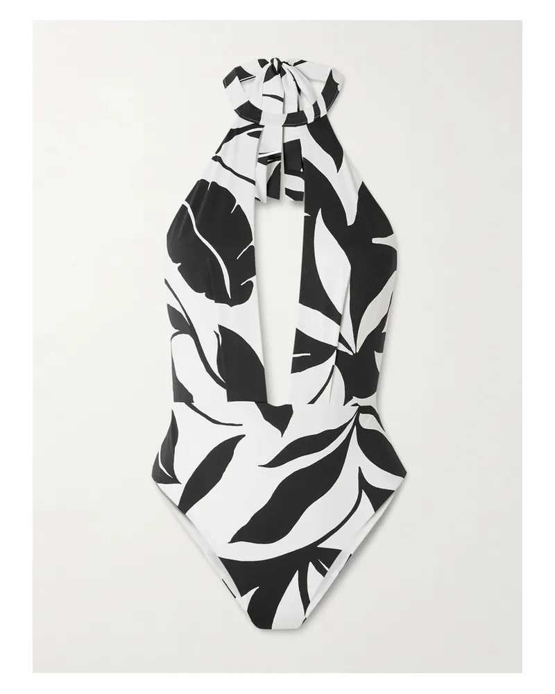 Max Mara Printed Halterneck Swimsuit - Black Black