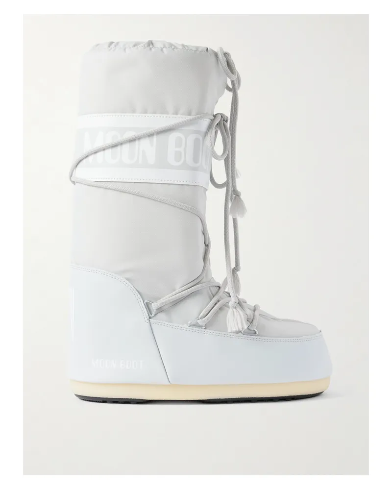 Moon Boot Icon Shell And Faux Leather Snow Boots - Gray Gray