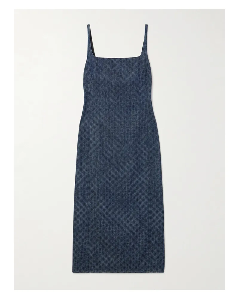 Dries van Noten Printed Denim Midi Dress - Blue Blue