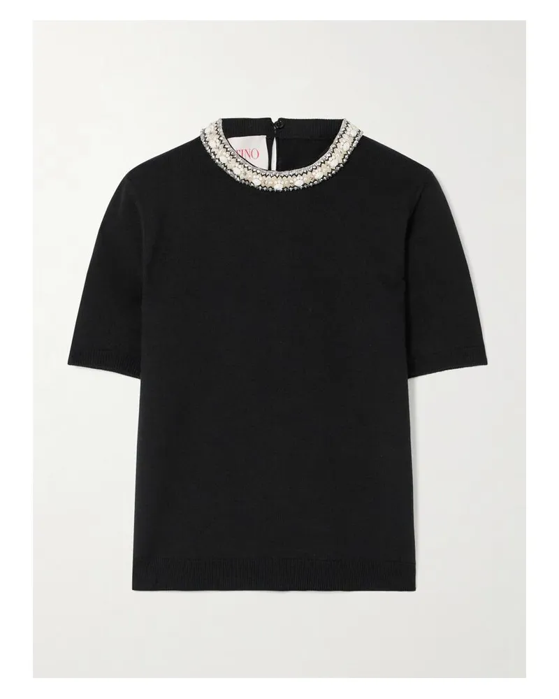 Valentino Garavani Oberteil Aus Schurwolle Mit Verzierungen - Schwarz Schwarz