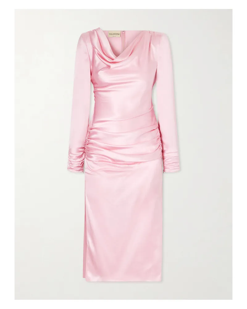 Valentino Garavani Draped Silk-satin Midi Dress - Pink Pink