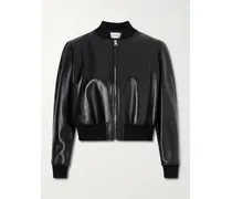 Leather Bomber Jacket - Black