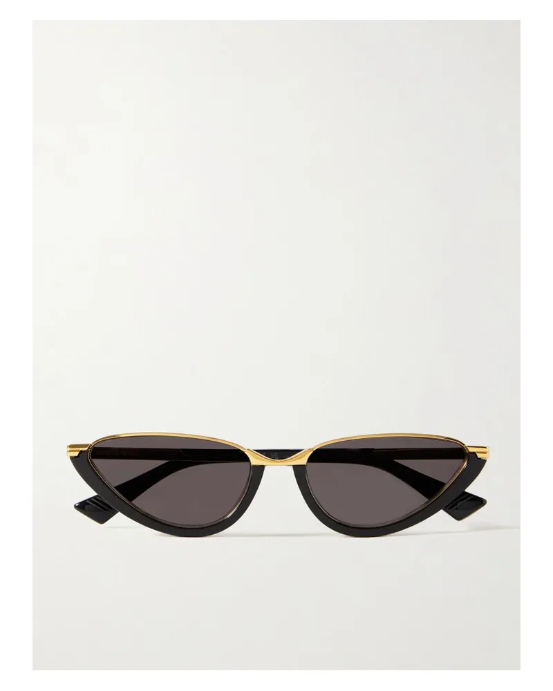Bottega Veneta Sonnenbrille Mit Cat-eye-rahmen Aus Azetat Mit Goldfarbenen Details - Schwarz Schwarz