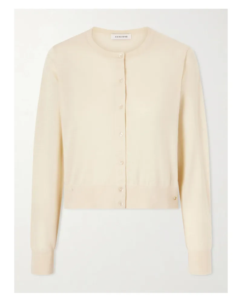 Anine Bing Moni Wool And Cashmere-blend Cardigan - Neutrals Neutrals