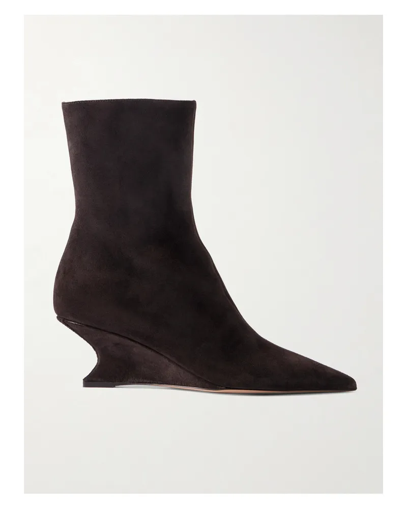 Paris Texas Nina Ankle Boots Aus Veloursleder Mit Keilabsatz - Braun Braun