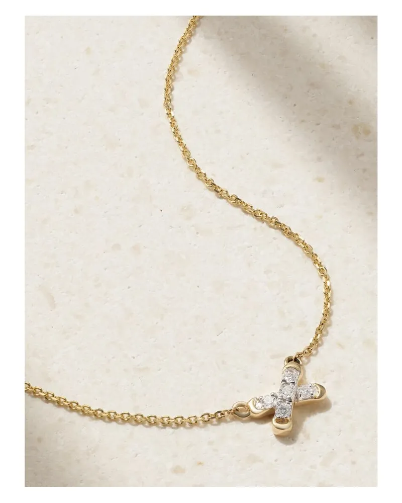Stone & Strand Cross Stitch Kette Aus 14 Karat Gold Mit Diamanten Gold