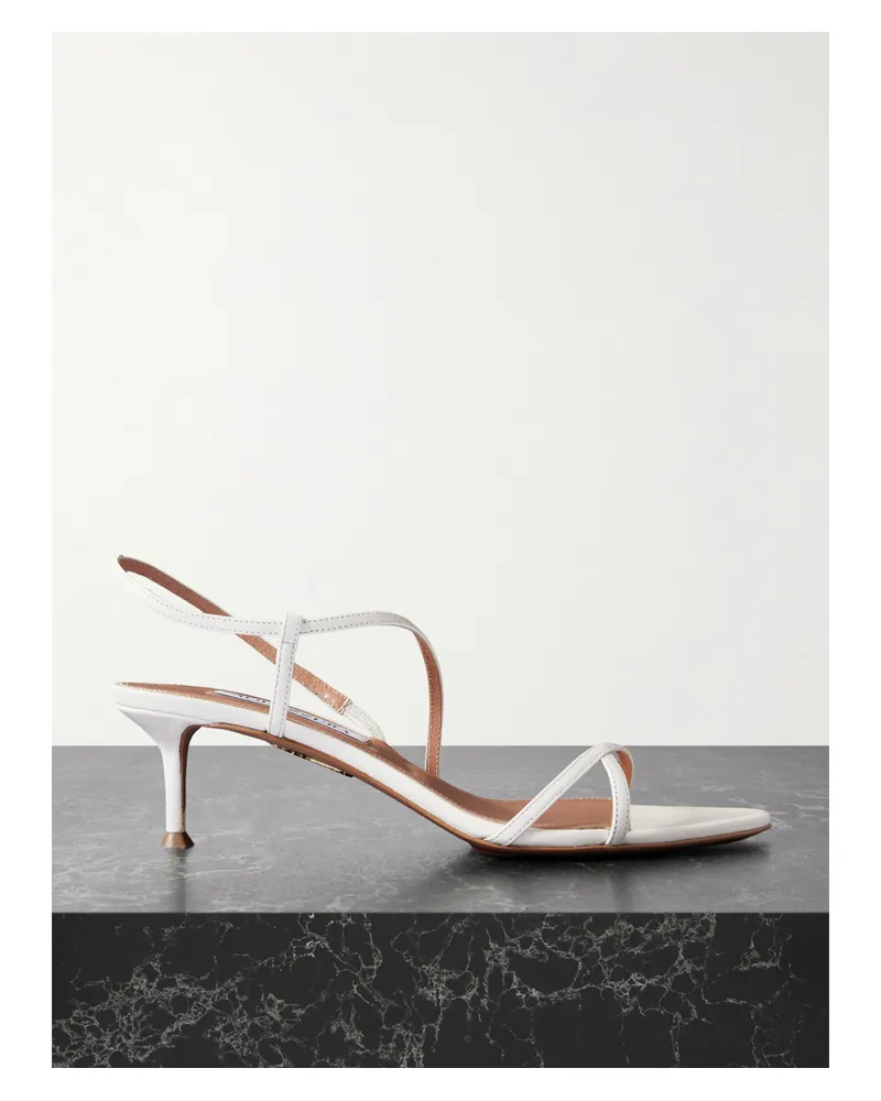 Aquazzura Tease 50 Sandalen Aus Leder - Weiß Weiß