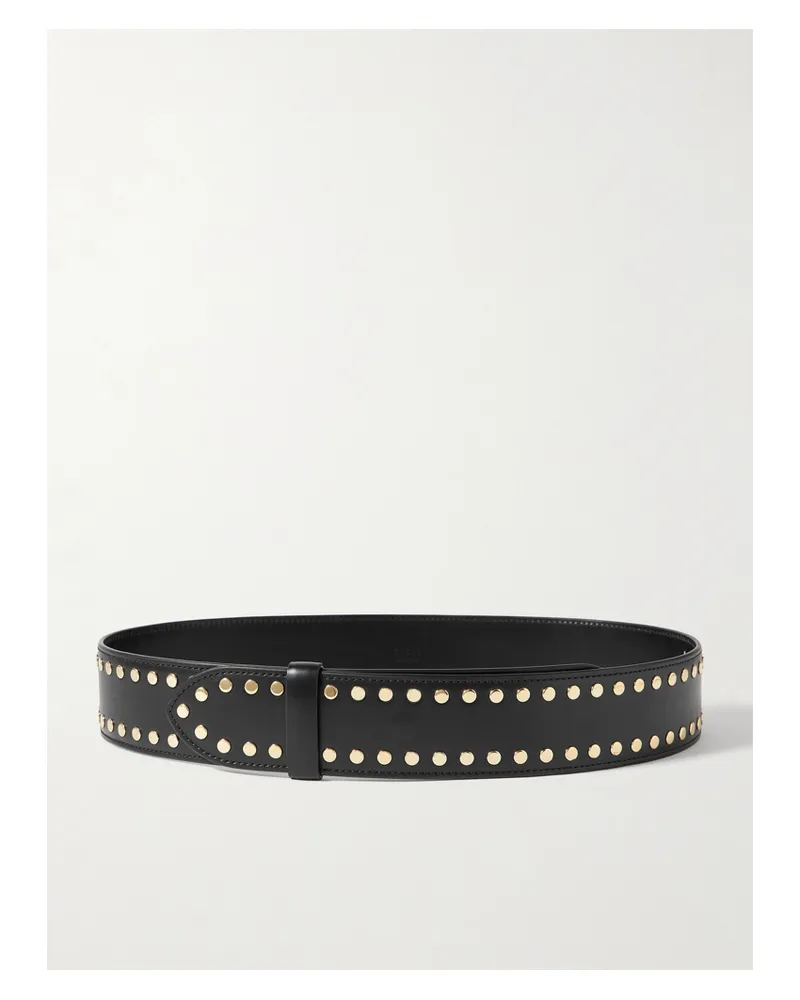 KHAITE Theo Studded Leather Belt - Black Black