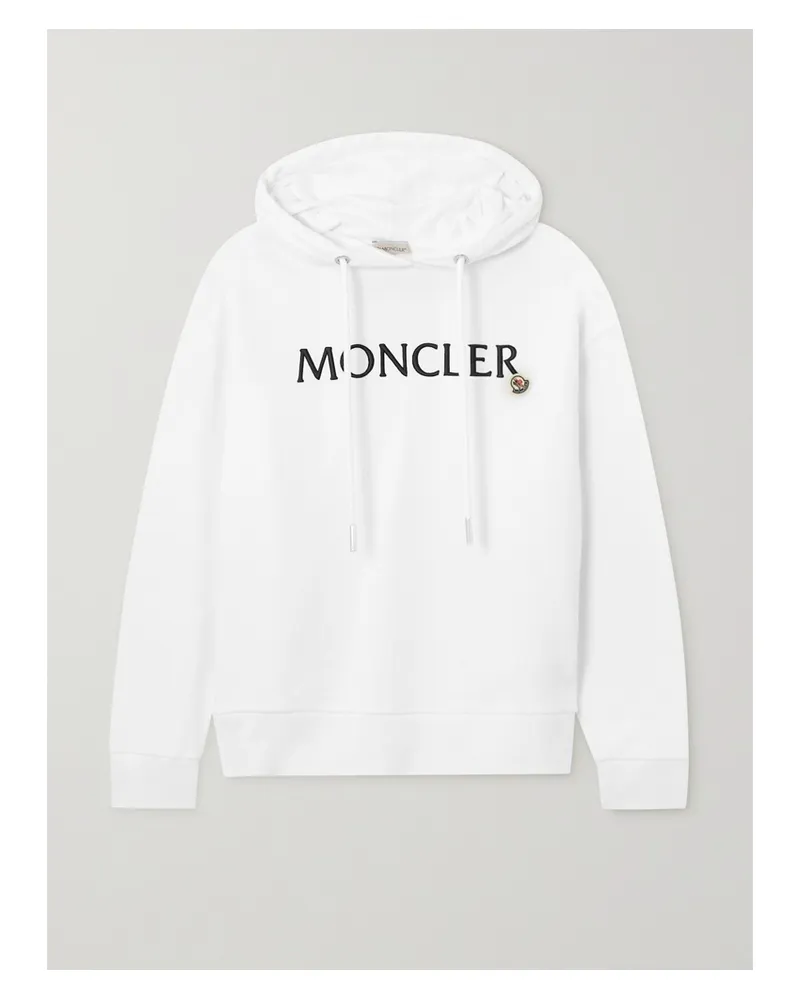 Moncler Hoodie Aus Baumwoll-jersey Mit Applikation - Weiß Weiß