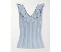 Aster Metallic Ruffled Top - Blue