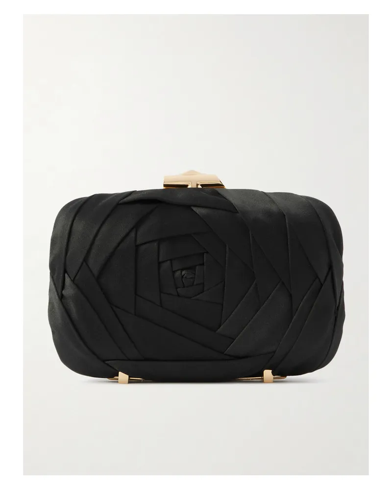 Roger Vivier Boite De Nuit Rose Embellished Satin Clutch - Black Black