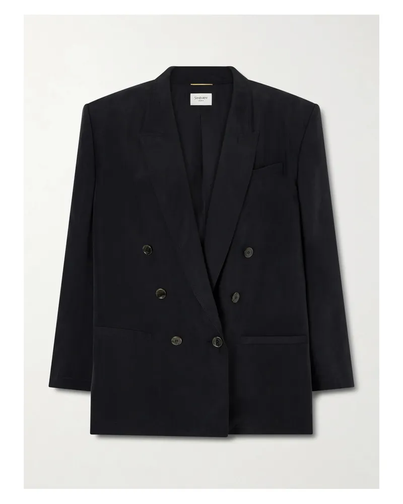 Saint Laurent Doppelreihiger Blazer Aus Habutai-seide - Schwarz Schwarz
