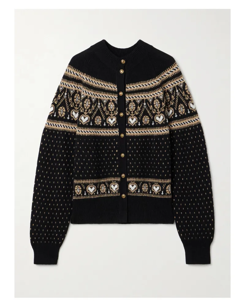 KHAITE Marc Cardigan Aus Kaschmir Mit Fair-isle-muster - Schwarz Schwarz
