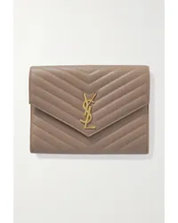 Saint Laurent Cassandre Clutch aus Matelassé-leder Grau