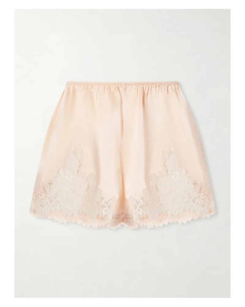 DÔEN Iona Lace-trimmed Silk-satin Shorts - Orange Orange