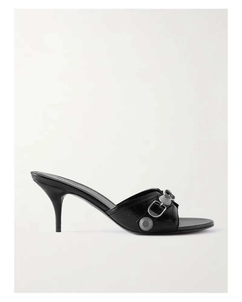 Balenciaga Cagole Mules Aus Leder Mit Nieten - Schwarz Schwarz