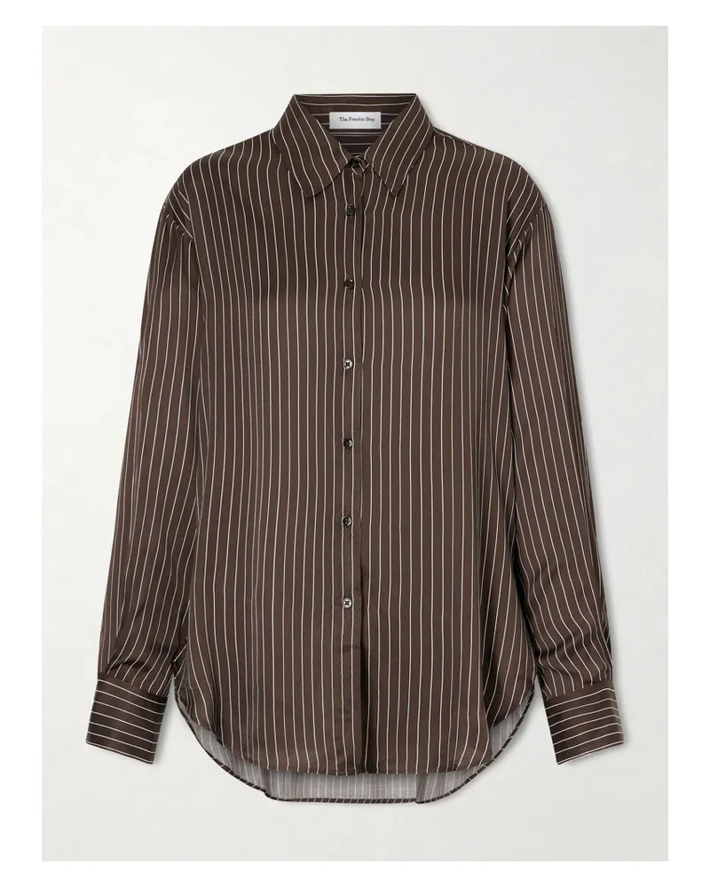 FRANKIE Shop Peri Hemd Aus Gestreiftem Satin - Braun Braun