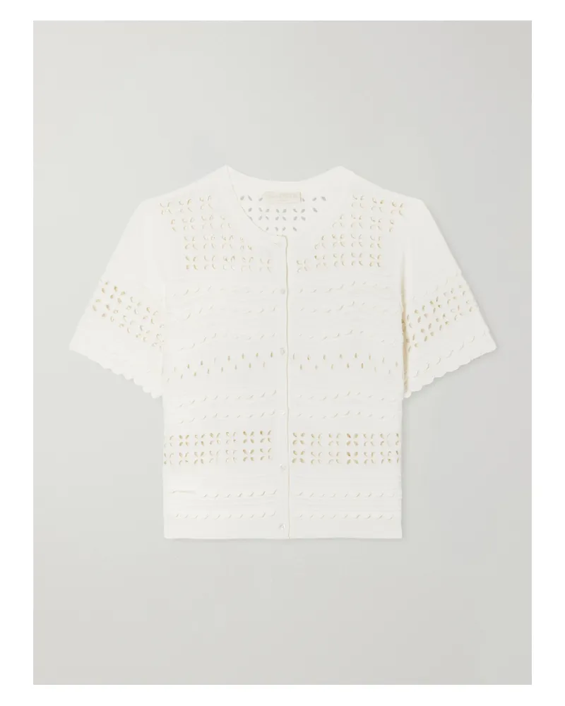 Ulla Johnson Abriana Eyelet-embellished Knitted Shirt - Neutrals Neutrals