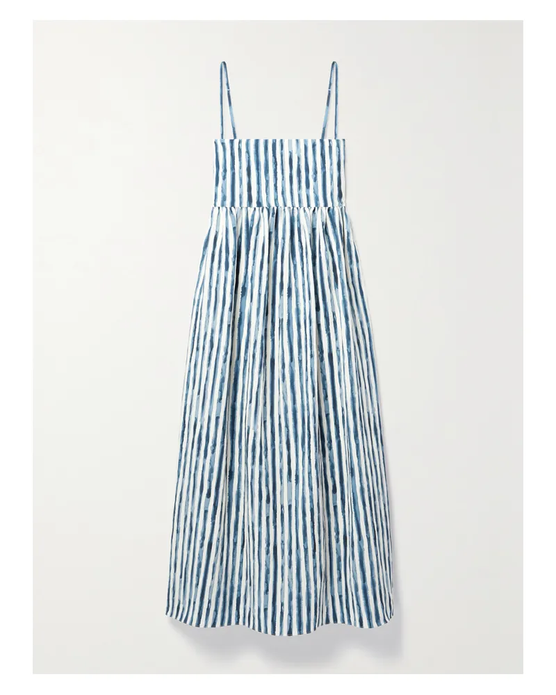 Vince Midikleid Aus Einer Gestreiften Tencel™ Lyocell-mischung - Blau Blau